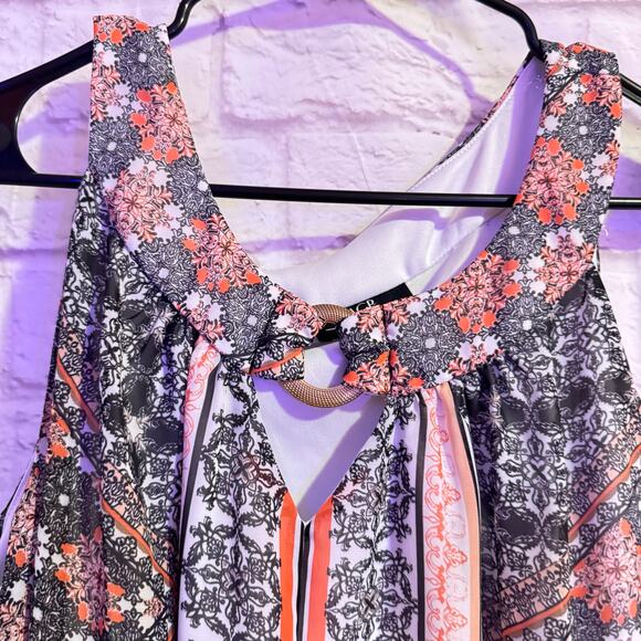 AGB Peach, White, Black Tank Top with Lining SZ 1X - Picture 3 of 6